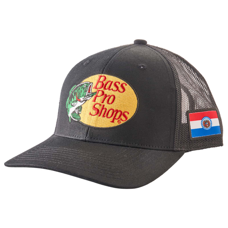 Bass Pro Shops Woodcut Logo and Missouri Flag Patch Snapback Cap