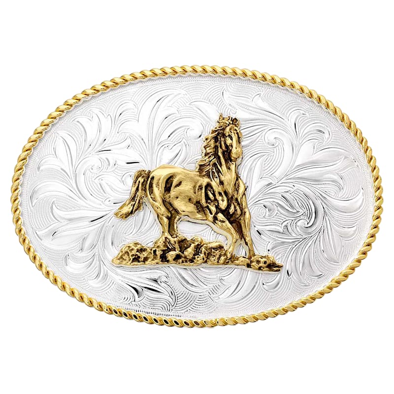 Montana Silversmiths Rosebud Legacy Galloping Horse Belt Buckle
