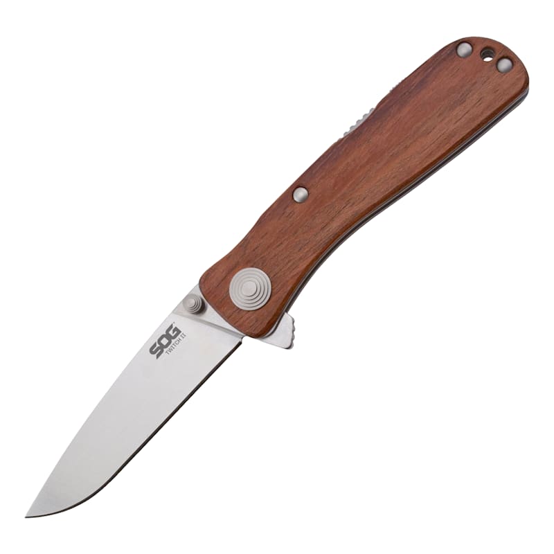 SOG Twitch II Lockback Pocket Knife - Wood Handle