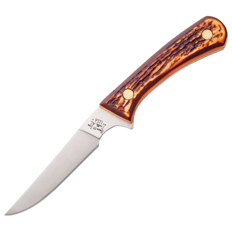 Bear & Son Cutlery Stag Delrin Bird and Trout Fixed-Blade Knife with Sheath