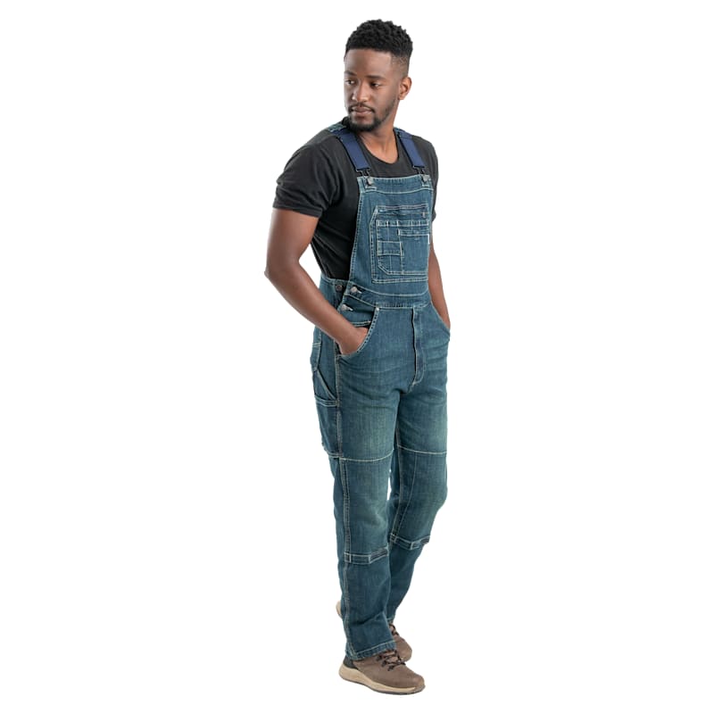 Berne Highland Unlined Washed Flex Denim Bib Overalls