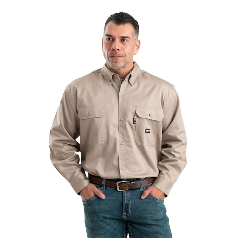 Berne Flame-Resistant Long-Sleeve Button-Down Shirt for Men