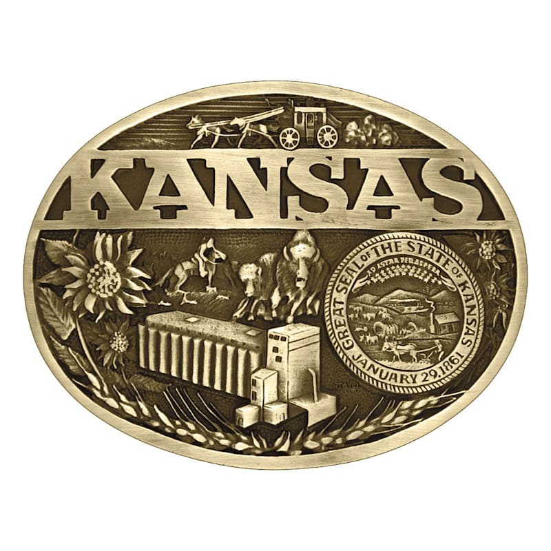 Montana Silversmiths Kansas State Heritage Belt Buckle