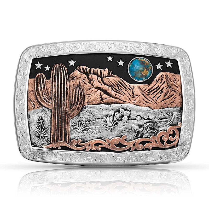 Montana Silversmiths Desert Moon and Cactus Belt Buckle