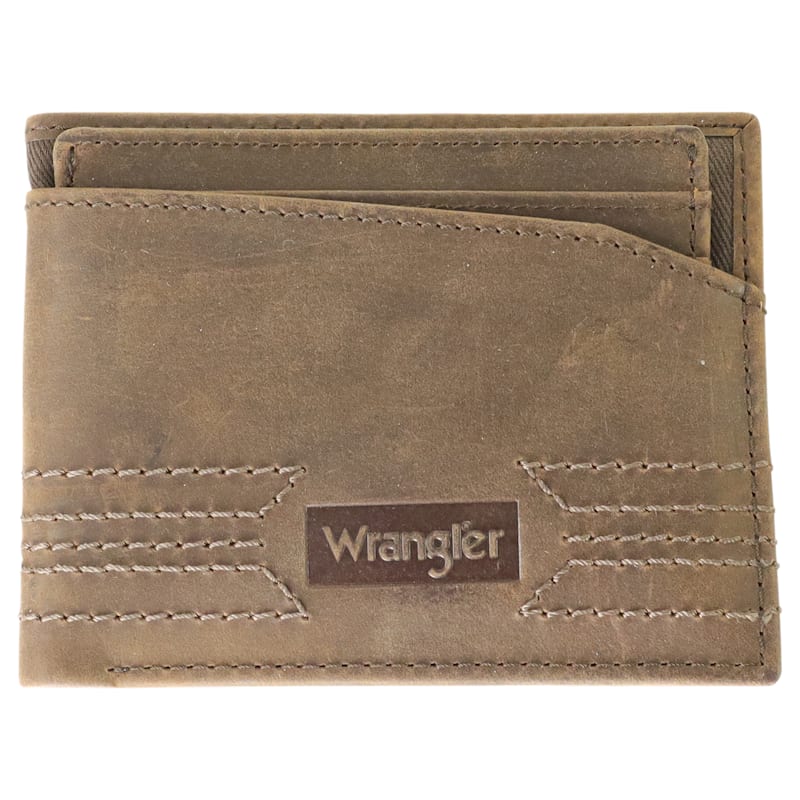 Wrangler Full-Grain Leather Wallet with Removable Pass Case