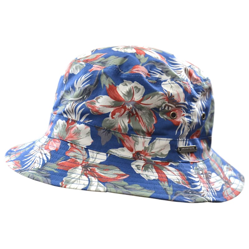 Crown Cap Hawaiian Print Bucket Hat
