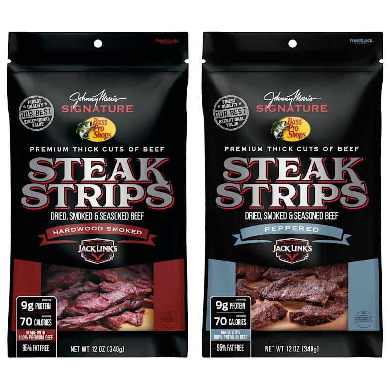 Bass Pro Shops Johnny Morris Signature Steak Strips Original and Peppered 2-Pack Combo