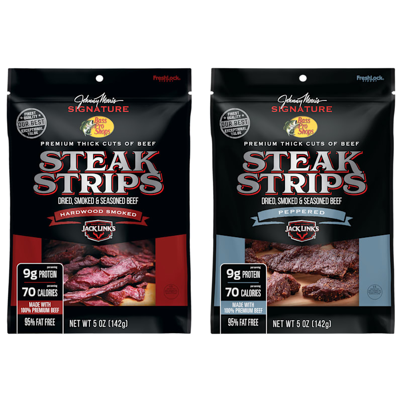 Bass Pro Shops Original and Peppered Johnny Morris Signature Steak Strips 2-Pack