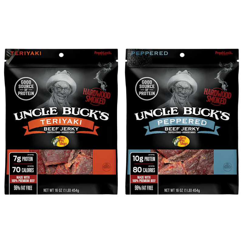 Bass Pro Shops Uncle Buck's Teriyaki and Peppered Beef Jerky 2-Pack Combo
