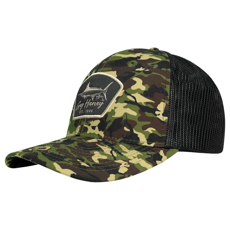 Guy Harvey Fishy Green Camo Mesh-Back Trucker Cap