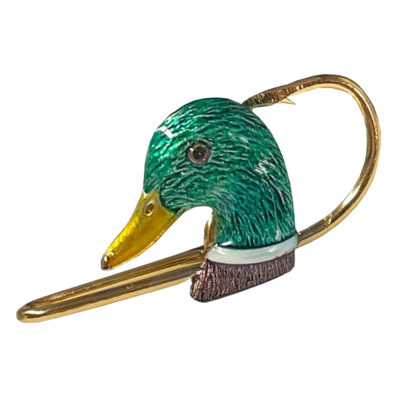 Hookits Mallard Duck Head Fishing Hook Hat Pin Clip