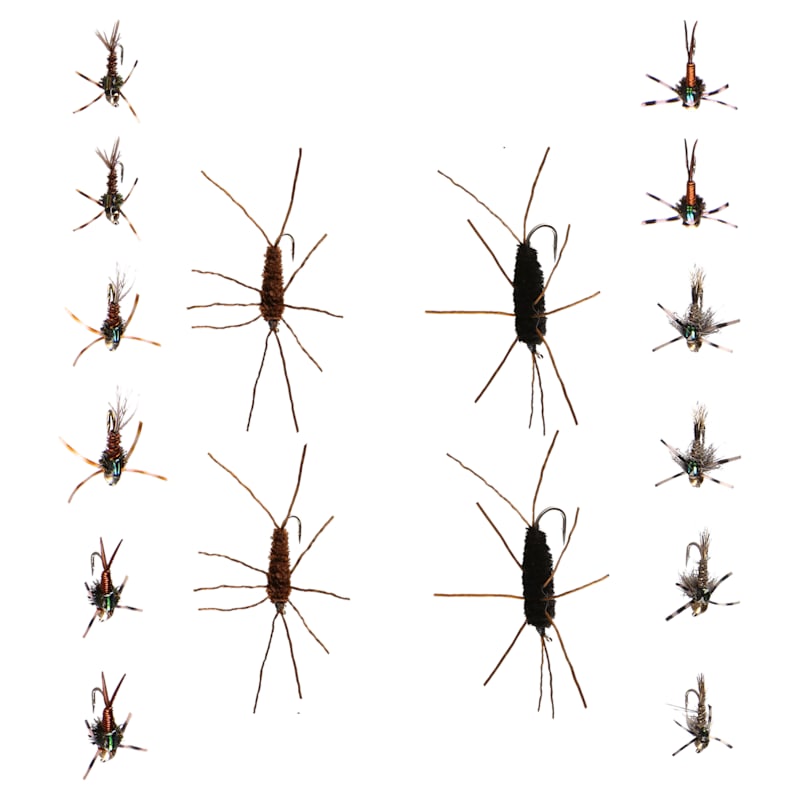 White River Fly Shop Rubber-Leg Nymph 16-Pack Fly Assortment