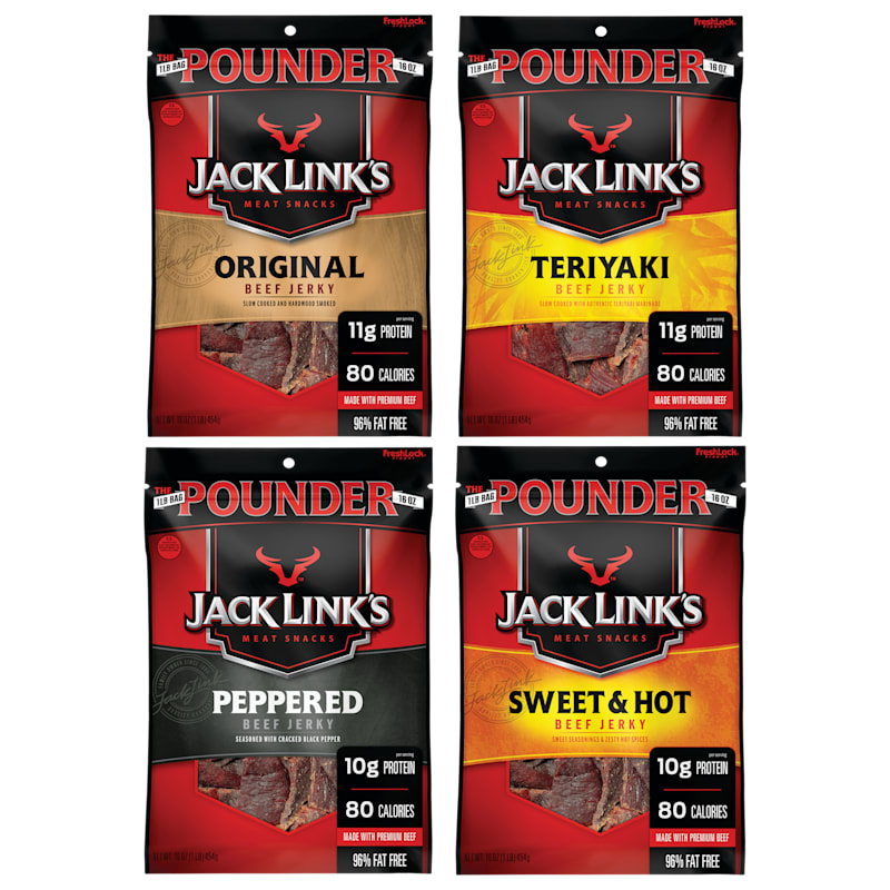 Jack Link's Original, Teriyaki, Peppered, and Sweet and Hot Beef Jerky Combo