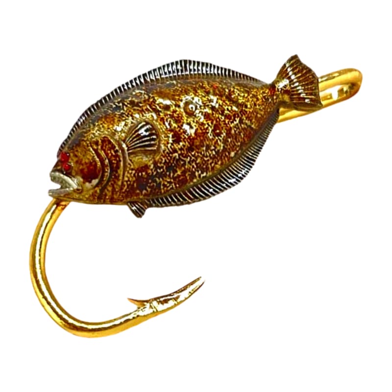 Hookits Flounder Fishing Hook Hat Pin Clip