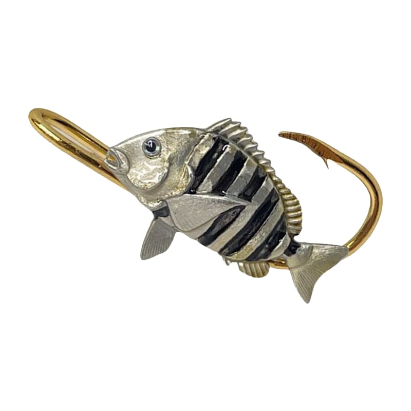 Hookits Sheepshead Fishing Hook Hat Pin Clip