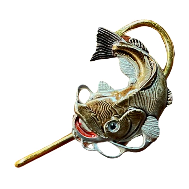 Hookits Flathead Catfish Fishing Hook Hat Pin Clip