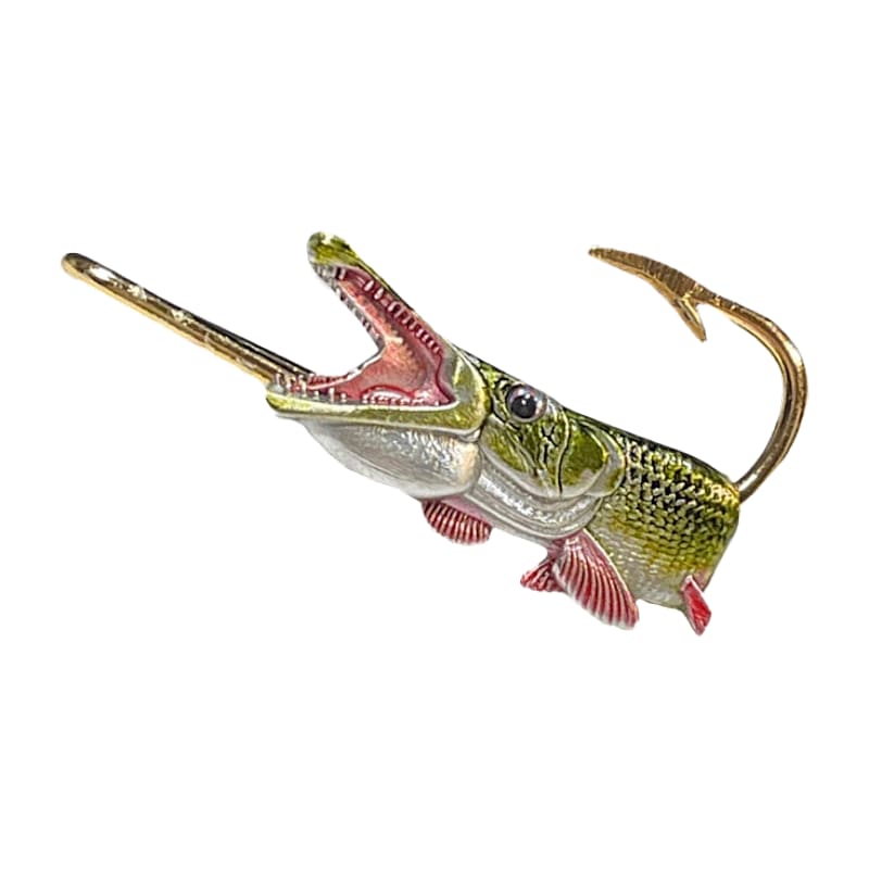 Hookits Alligator Gar Fishing Hook Hat Pin Clip