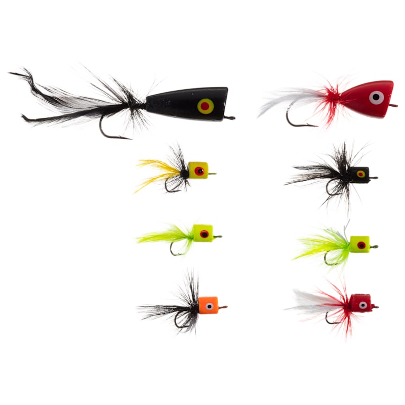 K & E Stopper Lures 8-Piece Freshwater Popper Fly Kit