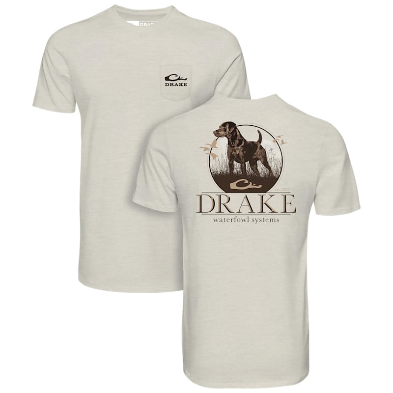 Drake Waterfowl Standing Black Lab Short-Sleeve Pocket T-Shirt