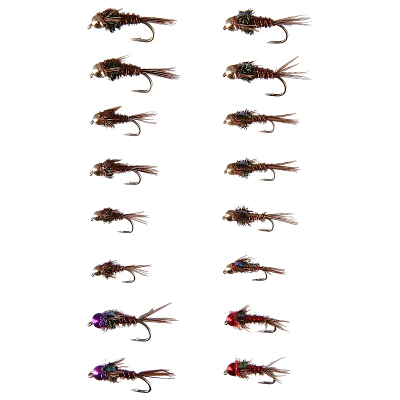 White River Fly Shop Bead-Head Pheasant Tail 16-Pack Fly Assortment
