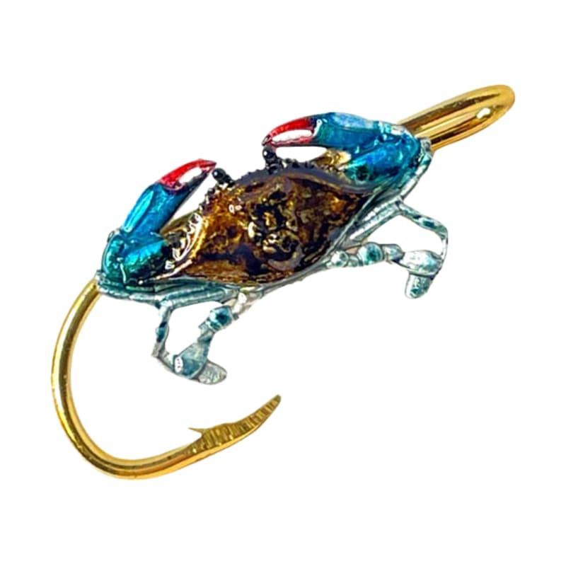 Hookits Blue Crab Fishing Hook Hat Pin Clip