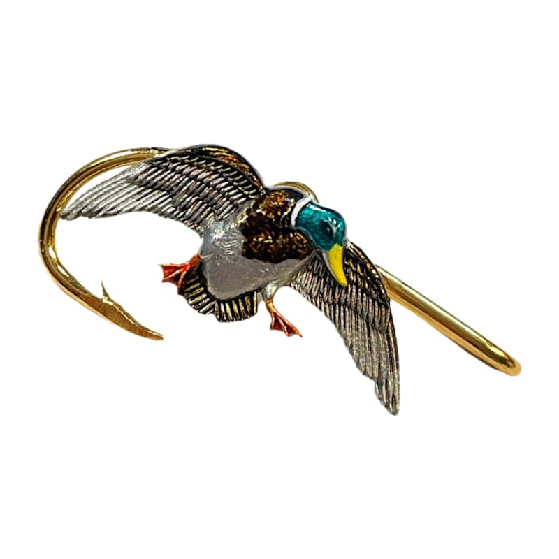 Hookits Mallard Fishing Hook Hat Pin Clip