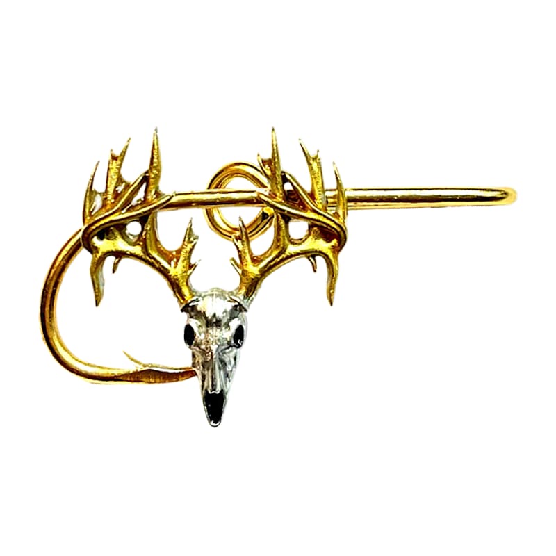Hookits Deer Antler Fishing Hook Hat Pin Clip