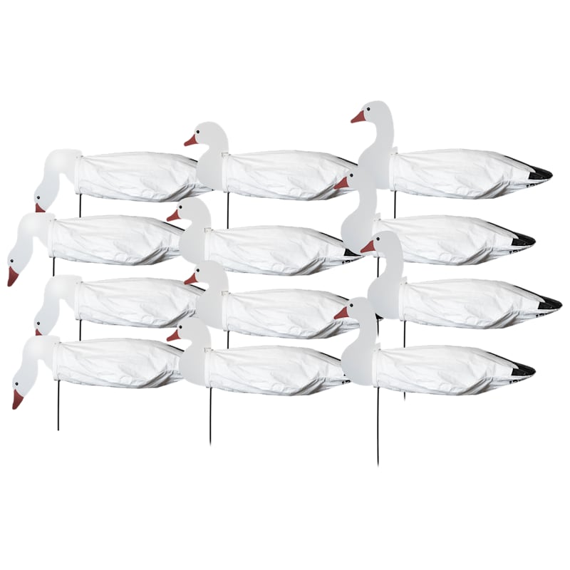 GHG Pro Grade Snow Goose Sock Decoys Regular With Heads 12-Pack