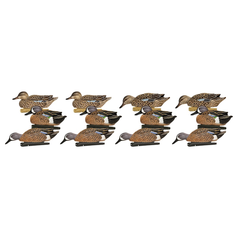 Avian-X Blue-Winged Teal Duck Decoys 12-Pack with 36" Texas Rigs