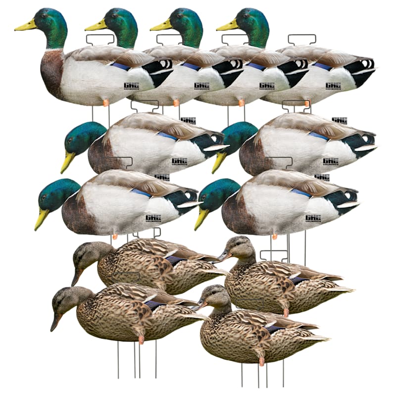 GHG Pro Grade Mallard Silhouette Duck Decoys Harvester 12-Pack