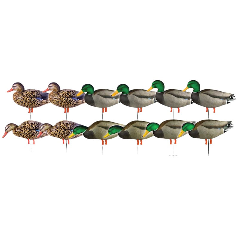 GHG Pro Grade Mallard Duck Decoys with Flocked Heads 12-Pack