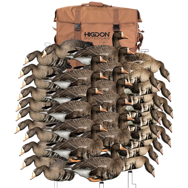 Higdon Flats Specklebelly Silhouette Goose Decoys 48 Combo Pack Plus Bag