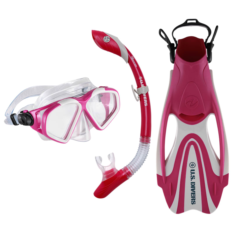 U.S. Divers Cozumel TX Mask, Proflex FX Fins, and Island Dry Snorkel Combo Set