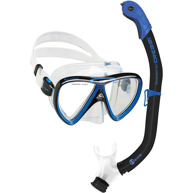 Cressi Ikarus & Orion Dry Mask and Dry Snorkel Set Combo