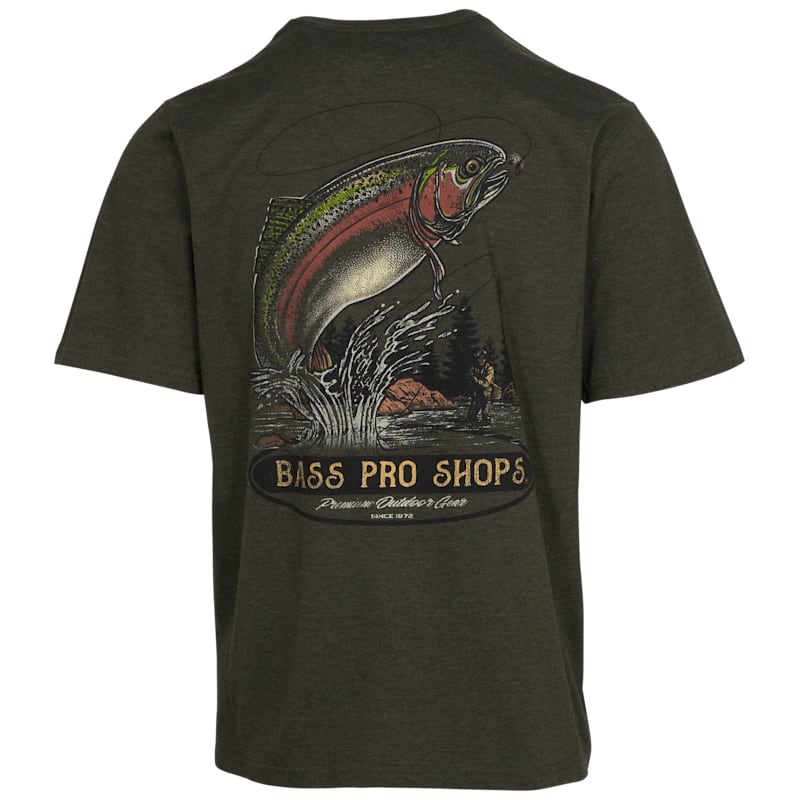 Bass Pro Shops Vintage Rainbow Trout Fly Fishing Short-Sleeve T-Shirt for Men