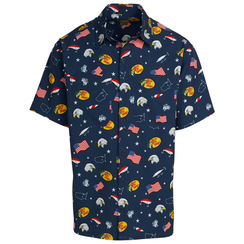Bass Pro Shops Americana Woven Short-Sleeve Button-Down Shirt for Men