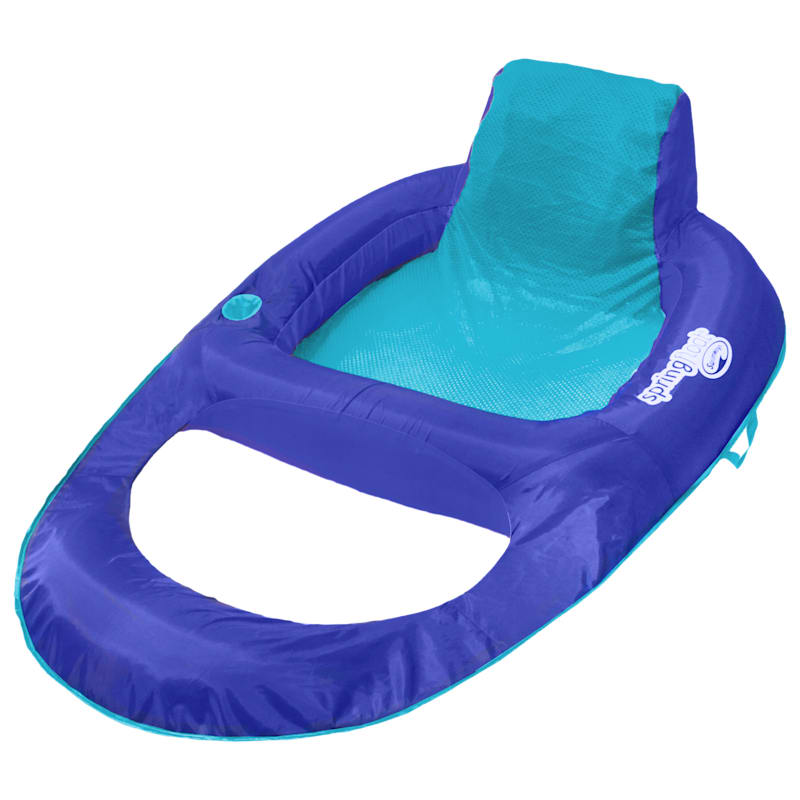 SwimWays Spring Float Recliner Inflatable Pool Lounger with Hyper-Flate Valve