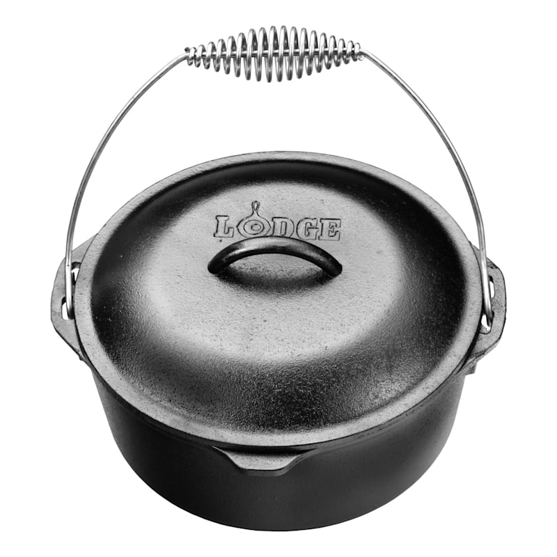 Lodge Cast-Iron Dutch Oven with Spiral Bail and Iron Lid