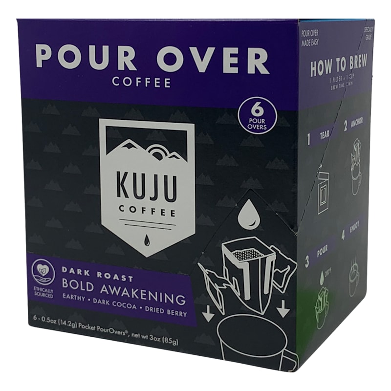 Kuju Coffee Bold Awakening Dark Roast 6-Pack Pocket Pour-Over Coffee