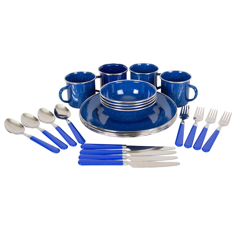 Stansport Deluxe 24-Piece Enamel Tableware Set