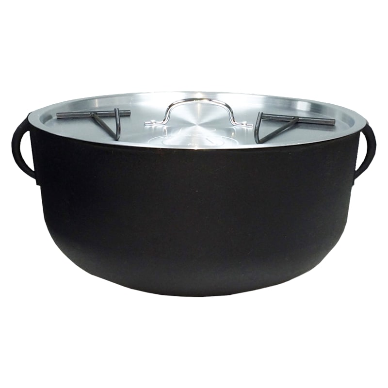 King Kooker 4-Gallon Cast-Iron Flat-Bottomed Pot with Aluminum Lid