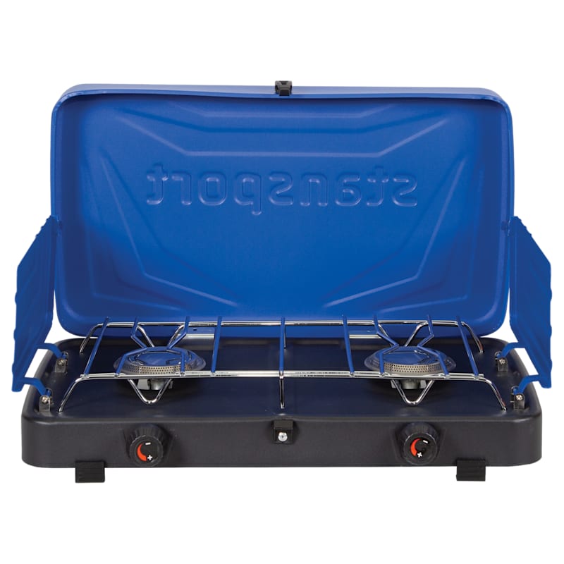 Stansport 2-Burner Propane Camp Stove with Detachable Lid