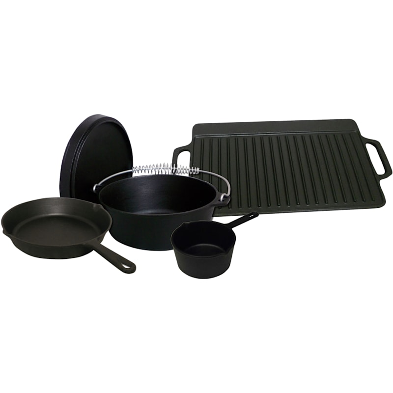 King Kooker 5-Piece Pre-Seasoned Cast-Iron Cookware Set
