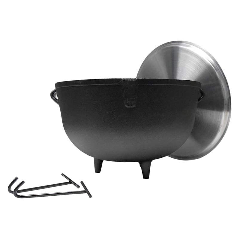 King Kooker Pre-Seasoned 10-Gallon Cast Iron Jambalaya Pot with Feet and Lifting Hooks