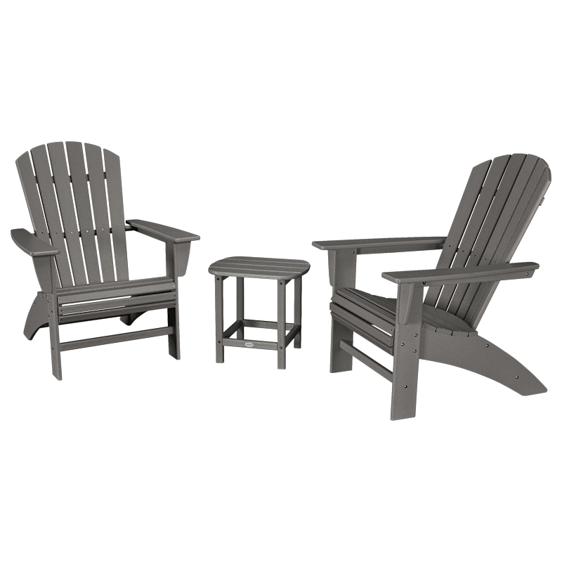 POLYWOOD Nautical 3-Piece Curveback Adirondack Set