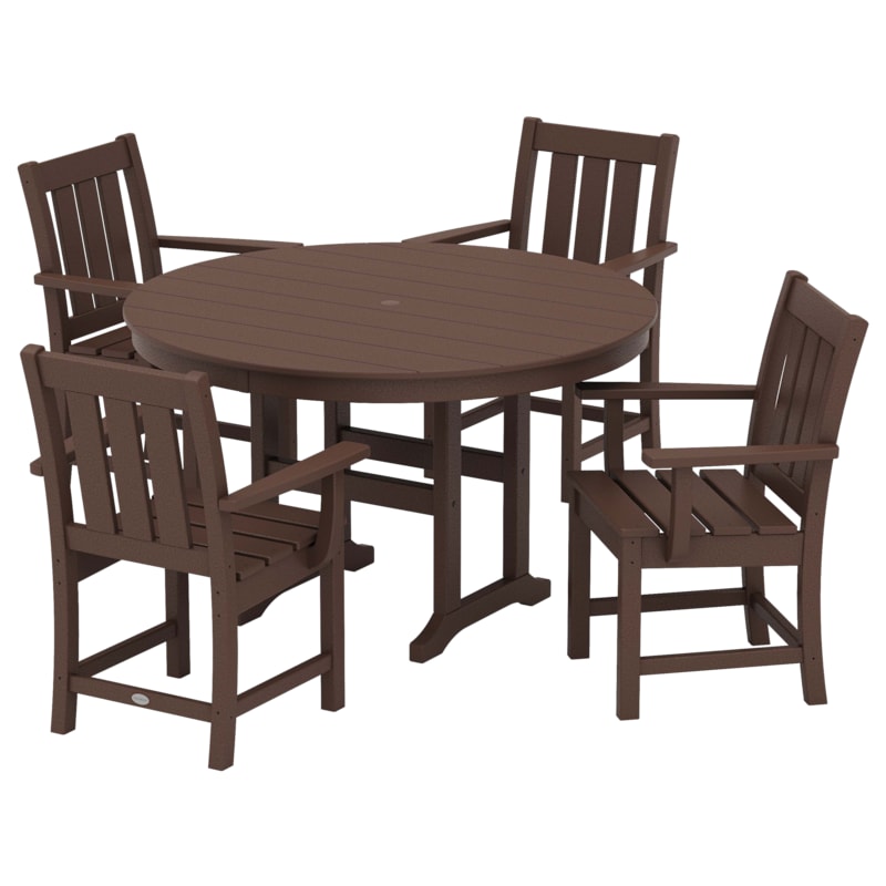 POLYWOOD Oxford 5-Piece Round Farmhouse Dining Set