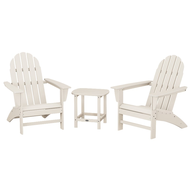 POLYWOOD Vineyard 3-Piece Adirondack Set with South Beach Side Table