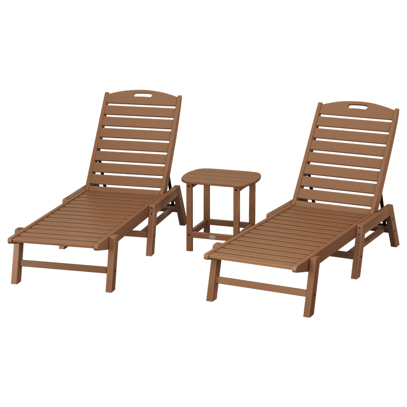 POLYWOOD Nautical 3-Piece Chaise Lounge Set with South Beach Side Table