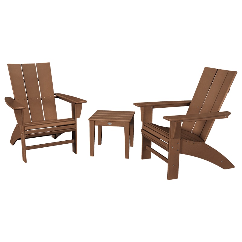 POLYWOOD Modern 3-Piece Curveback Adirondack Set with Newport End Table