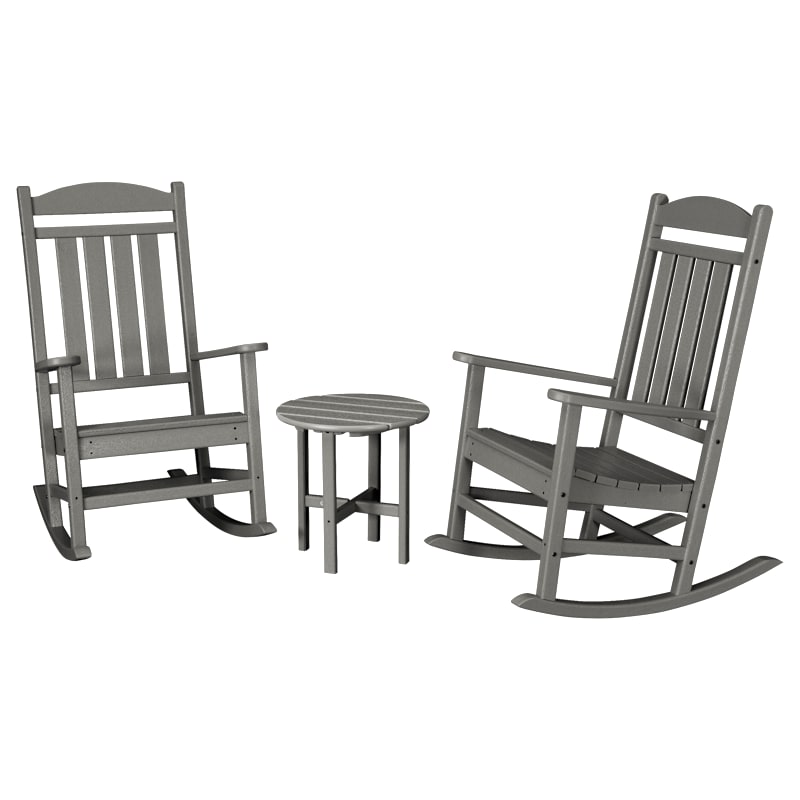 POLYWOOD Presidential 3-Piece Rocker Set with Round 18" Side Table
